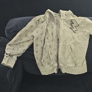 Kids Tan Hoodie with Lightning Bolt Design